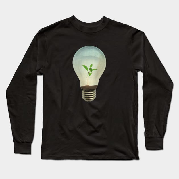 Global Warming plant in a light bulb Long Sleeve T-Shirt by Vin Zzep